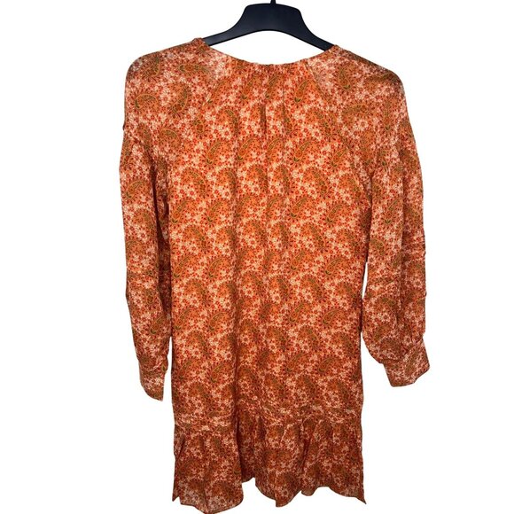 Joie Bree Caramel Multi Paisley Print Mini Silk Dress Size 4 - Picture 9 of 16